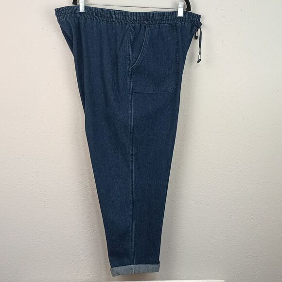 Allison Daley Womens Plus Dark Blue Denim Drawstring Waist Cropped Jeans sz 18w - Picture 10 of 12